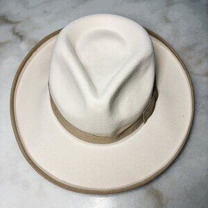 Felt Fedora Cream Men's Hat (7.5 Inches- Circumference 23.5 Inches) Adjustable